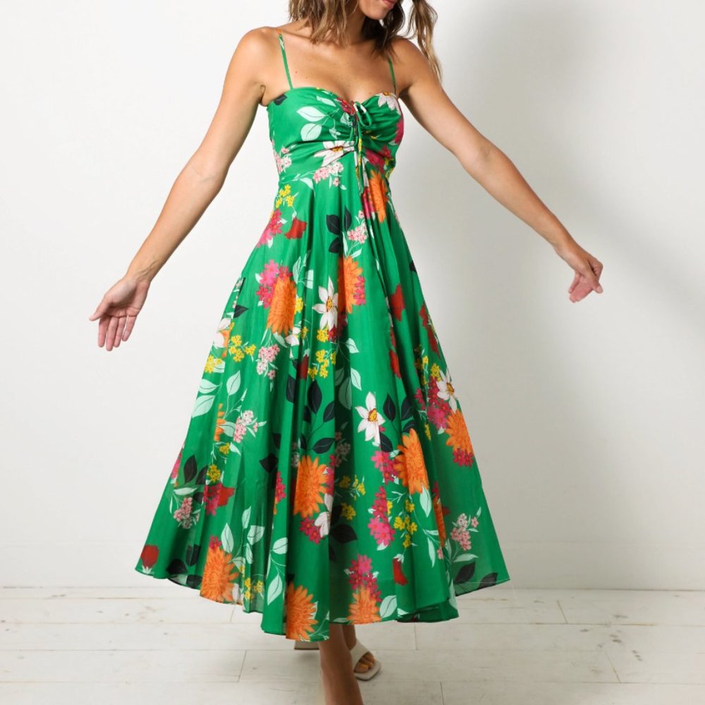 Cara Cara Maidstone Dress -  Punch Floral Green - Picture 2 of 12